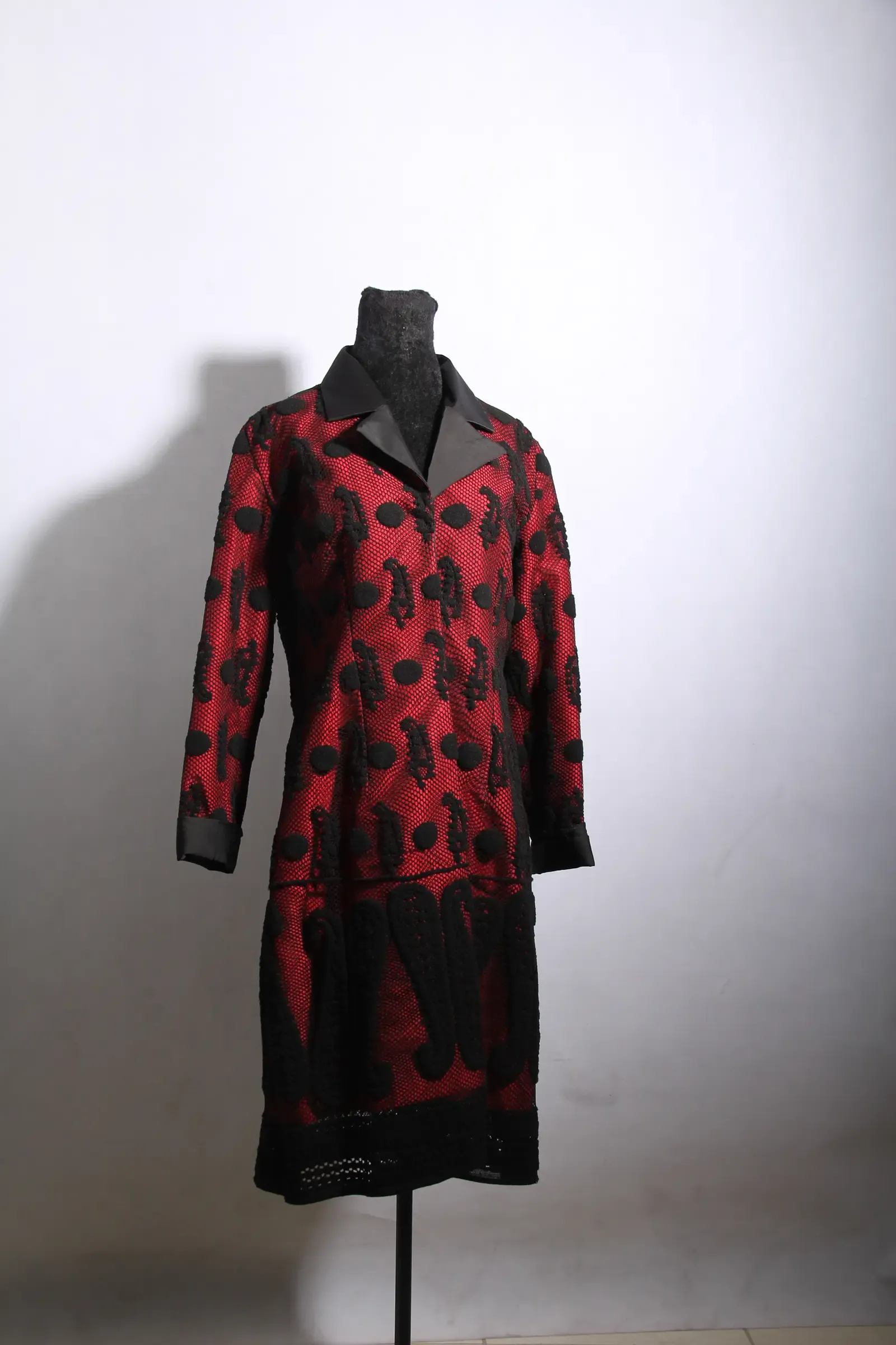 Red jacquard coat